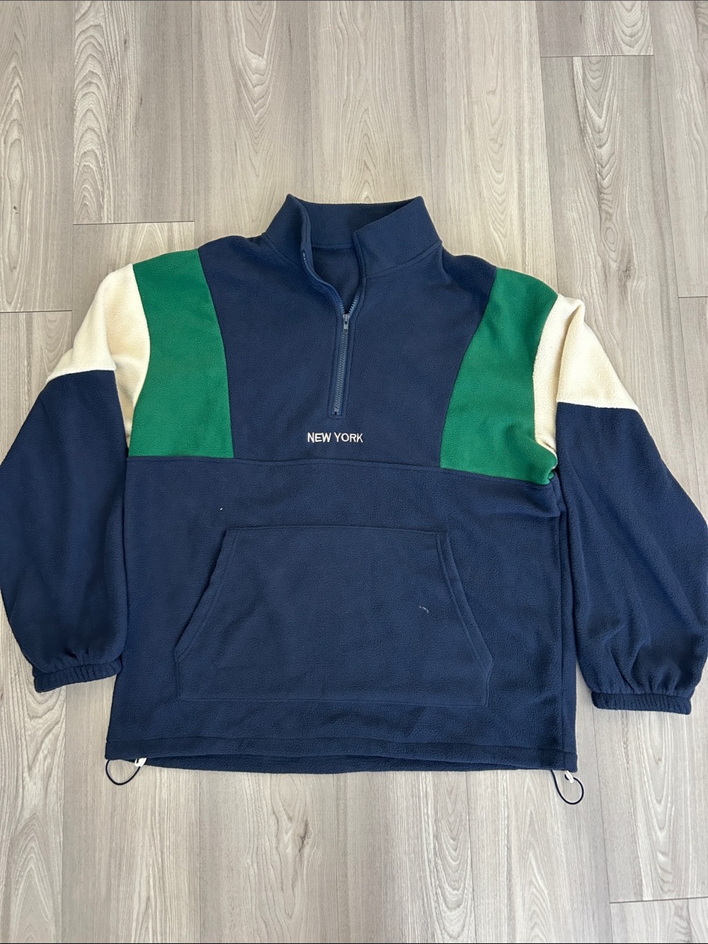 New York Colorblock Half-Zip Pullover Sweater - Navy/Green/Cream